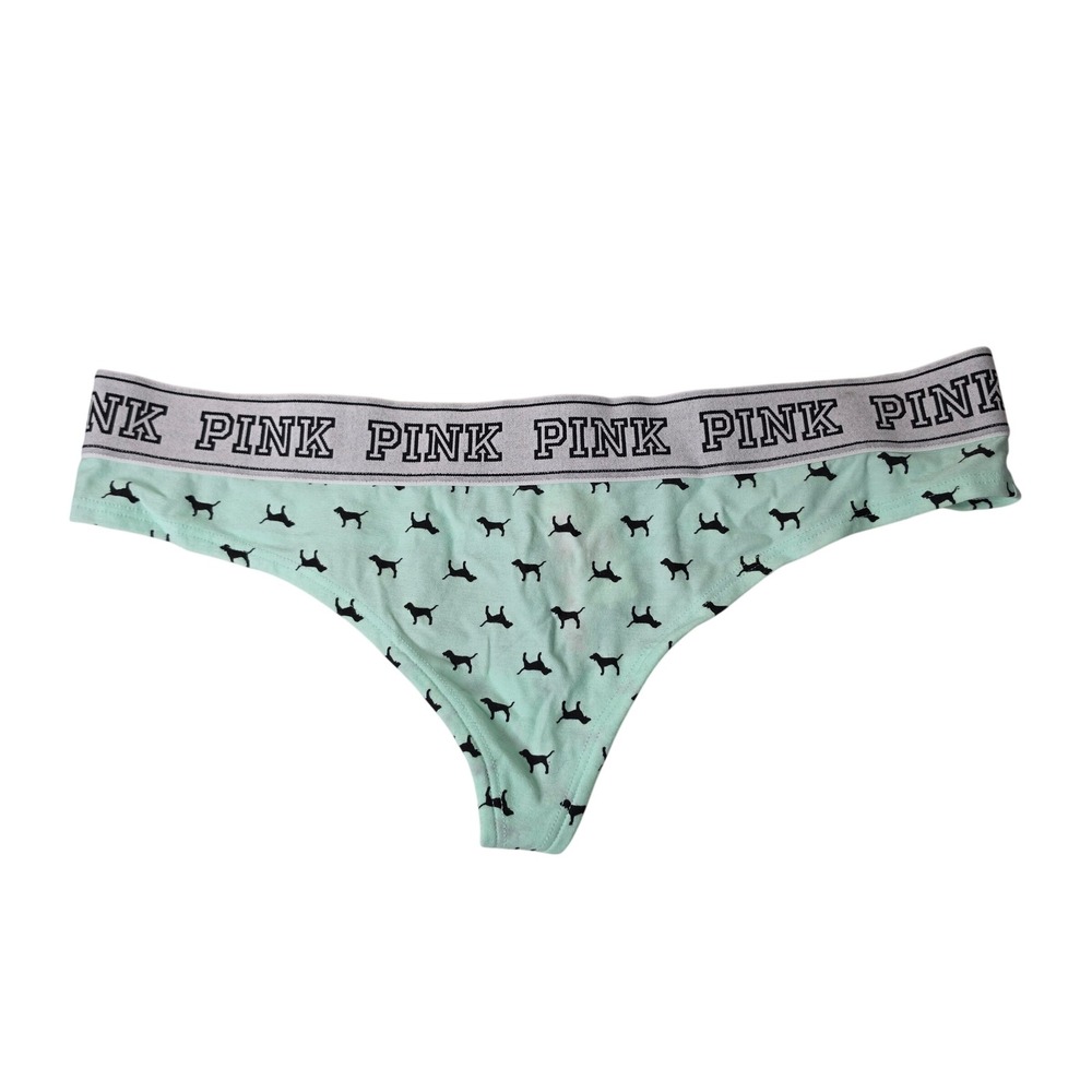 PINK Victoria's Secret Underwear Womens L Mint Green Logo Thong String 11146027